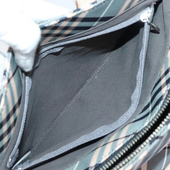 BURBERRY Nova Check Blue Label Hand Bag Nylon Gray Pink Auth - Picture 14 of 16